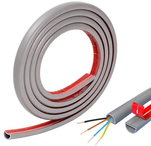 3M Silicone Cable Trunking, Grey Half Round Cable Cover | PVC Material, Easy Access Self Adhesive Wire Cover, Snap Design, Self Adhesive Wall for tv Home Office Walls Floors