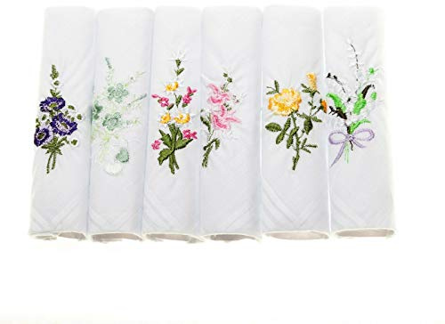 Ladies Handkerchiefs 100% Cotton Hankies Lace Corner Dyed Silver Gift Box
