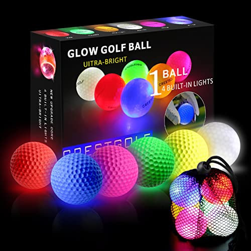 Crestgolf Flashing Glowing Golfball, 6PC Night Glow Flash Light up Golfball für Lange Distanzen, Sechs Farben für Ihre Wahl (ledballs)