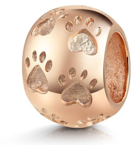 Materia Rosegold Beads Charms Anhänger Tier-Pfote 925 Silber vergoldet für Armband 1675