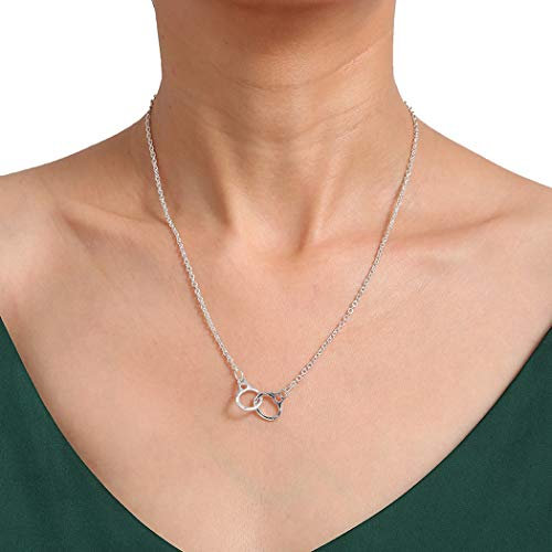 TseenYi Hip-Hop-Halskette, Handschellen-Anhänger, Gold, verstellbare Schlüsselbeinkette, Schmuck für Damen und Mädchen, Metall Silber