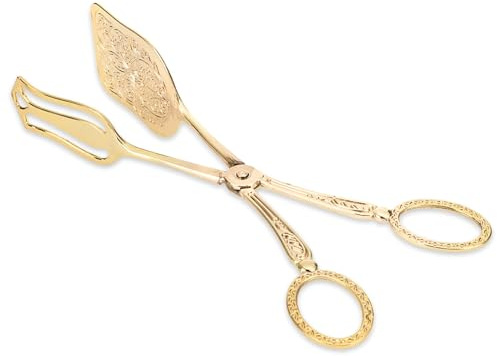 Gold Serving Tongs, Zinc Alloy Bread Clip Salad Pastry Food Tongs Lightweight Cake Astry Tong Kitchen Serving Clip for Serving Food Bread Cake, 23cm/9.1inx5cm/2.0in (1PCS, Gold)