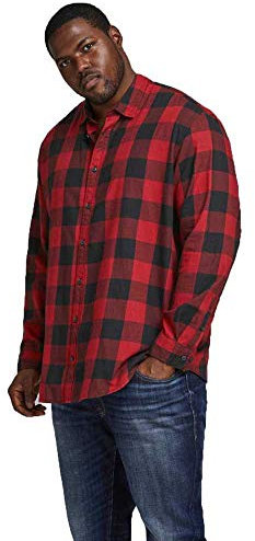 JACK & JONES Jjegingham Twill Shirt L/S PS Noos Chemise, Rouge Brique, 4XL Grande Taille Hommes