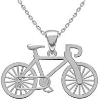Kleine Schätze Solid Sterling Silber Fahrrad Anhänger Halskette (Verfügbare Kettenlänge: 40CM, 45CM, 50CM, 55CM) 40 cm
