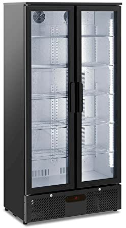 Royal Catering Nevera Expositora de Bebidas para Hostelería RC-BC004 (Volumen: 458 L, Puerta de vidrio templado de doble pared, 2 - 10 °C)