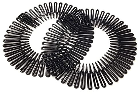 Stretch cheveux peigne 2 zig zag flexible plastique cercle peigne bande de tête de dent circulaire complète accessoires de cheveux de sport noir 2pcs bandeaux