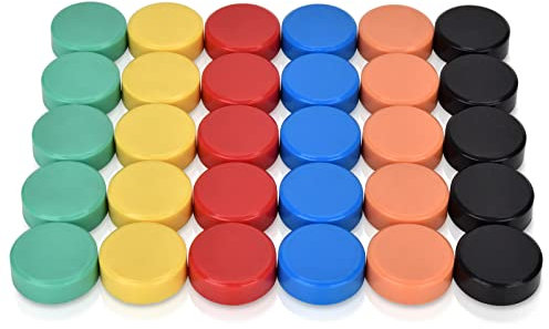 DealKits 30 Stück Bunt Magnete, 6 Farben, Kühlschrankmagnete, Kleine Starke Magnete, Dekorative, 20 mm, Rund, für Kiihischrank, Tafel, Schließfach, Büro, Werkstatt