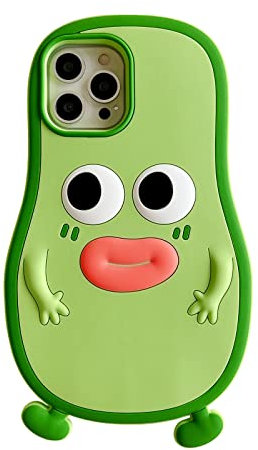 Yatchen for iPhone Case Kawaii Phone Cases,Cute 3D Cartoon Cool Avocado with Sausage Mouth Soft Silicone Shockproof Protective Case Funny for iPhone (Avocado Sausage Mouth, iPhone 12 Pro Max)