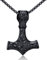 AFSTALR Wikinger Schmuck Herren Halskette Thors Hammer Halskette - Nordische Mythologie Mjolnir Wikinger Runen Hammer Edelstahl kette Viking Geschenke für Männer 60cm Schwarze