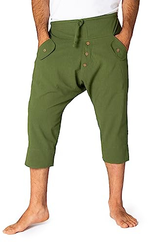 PANASIAM 3/4 Yogi Pants Damen & Herren - Kurze Haremshose Baggy Style | Yogahose 100% Baumwolle, optimaler Sitz dank Tunnelzug vorne & Gummibund hinten, Sommerhose Unisex, moderne Aladinhose kurz