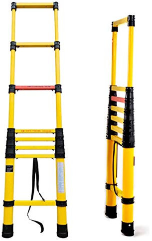 BALAMI Leitern Fiberglas Teleskop-Verlängerungsleiter, nicht leitend für Zuhause/elektrische Arbeiten, strapazierfähig, hoch, leicht, Telesleiter, Belastung 150 kg/3 m, praktisch (Farbe: 3 m)