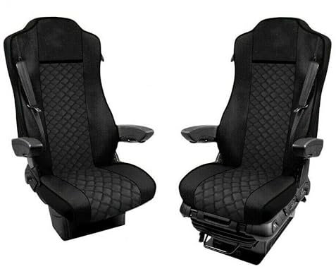 LKW Sitzbezüge Schonbezüge 1+1 Für Actros Mp4 Schwarz Öko-Leder LKW Sitzauflagen Schonbezüge Passform Für MP4 Schwarz
