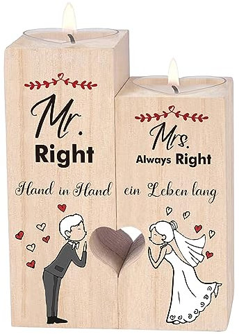 Hochzeitsgeschenke für Brautpaar, Herzförmiger Kerzenhalter Geschenke Hochzeit für Paare, Mr und Mrs Verlobungsgeschenk für Beide, Geschenkideen für Hochzeit, Verlobung,Valentinstag,Jubiläumsgeschenk