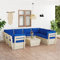 Festnight Palettenlounge Outdoor Komplett 9-TLG.,Palettenmöbel,Lounge Sofa,Sitzgruppe Garten,Gartenmöbel Lounge,Ecksofa Paletten,Lounge-Set Holz Paletten Blau 4X Mittelteil + 4X Eckteil + Tisch