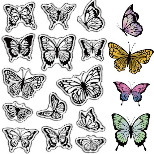 craspire Schmetterlings-Gummistempel, Vintage, Transparent, Transparente Stempel, Schmetterlinge, Muster, Silikonsiegel, Stempel Für DIY, Scrapbooking, Fotoalbum, Dekorative Karten, Stempel, Tagebuch