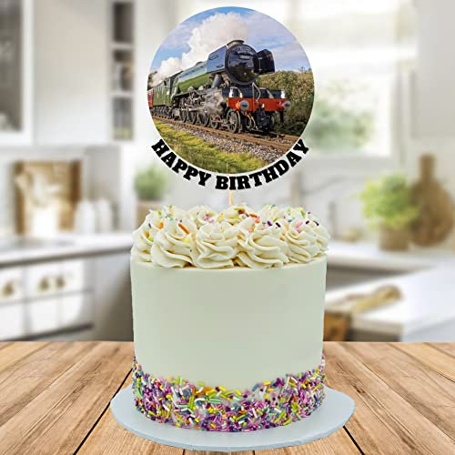 Flying Scotsman Steam Train Themed Large 6 Wide Happy Birthday Cake Topper Stand Up Card Cake Decoration For Party Cakes Decor