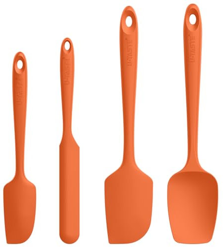 U-Taste Juego de 4 Espatulas: 250℃ Silicona Cocina Reposteria Lengua Resistente al Calor Utensilios de Espátula para Cocinar y Hornear, Paletas Cocina Antiadherentes Flexibles sin BPA (Naranja)