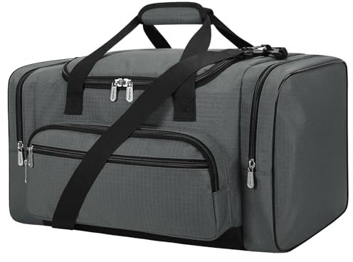 Sporttasche Reisetasche Fitness Tasche mit Schultergurt Wochenendtasche für Damen und Herren (Grau, 40L)