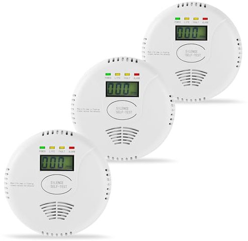 3 Packs Carbon Monoxide Detectors, AGSMXSYG Carbon Monoxide Alarm Battery Powered with Digital Display, CO Detector Alarms Monitor Battery Operated for Home,RV & Kitchen
