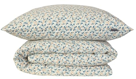Schiesser Bettwäsche 155x220 cm | 100% Baumwolle | Creme | Floral | 2-teilig | Renforcé | 155x220 cm + 80x80 cm | angenehm weich & glatt | pflegeleicht & atmungsaktiv | OEKO-TEX® MADE IN GREEN