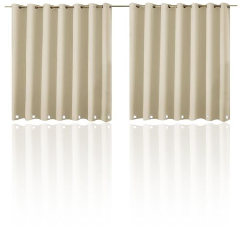 YedZen Outdoor Vorhang B254xH213CM, 1er Wasserdicht Wetterfest Outdoorvorhänge Gardinen mit Ösen, Beige Sonnenschutz Vorhänge für Pergola Draußen Balkon Aussen Terrasse Pavillon