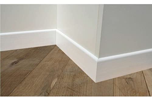 Generico Battiscopa in Legno MASSELLO Laccato Bianco Spessore mm 8 x 70 Prezzo al Metro - Dimensione Disponibile: 70 x 8 mm