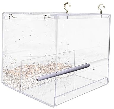 BESPORTBLE Extra-thick Acrylic Window Bird Feeder Large Capacity Tray Durable Suction Bird Feeder for Observation