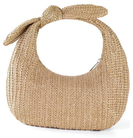 VALICLUD Bolso de Mano de Woven con Decoración de Lazo Bolsa de Playa para Mujer de Gran Capacidad para Almacenamiento y para y