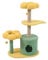 Torre Rascador para Gatos con Diseño de Flor, Casa y Plataformas, Verde y Amarillo, 55 * 36 * 89CM