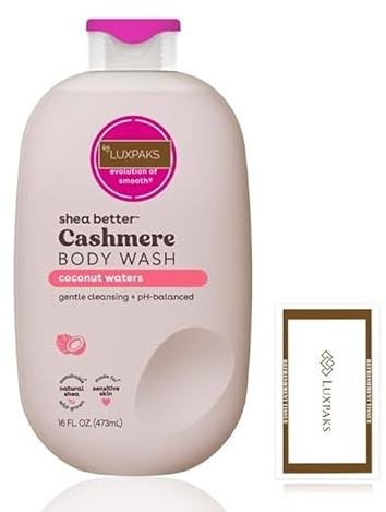 Body Care Set: E.O.S. Coconut Waters Body Wash + LUXPAKS Wipe | E.O.S. Body Wash, Coconut Waters, Shea Butter, Glycerin, pH Balanced, Sensitive Skin