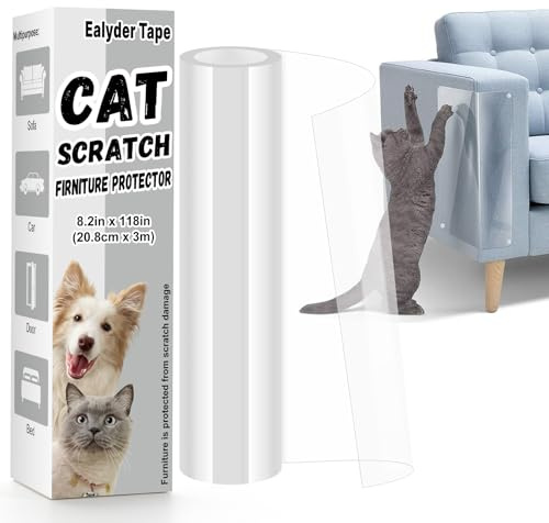 Door Protector from Cat Scratching 20.8cm x 3m Clear Anti Dog with Pins | Clear single-side adhesive door protector for pet scratching. No residue, with twist pins for doors, walls & furniture
