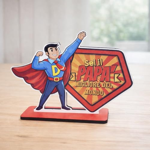 love print Festa del Papà Cornice in legno Sagomato Super Papa' idea regalo per il papà migliore del mondo