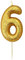 Anniversary House Metallic Gold Glitter Candle, Number 6, 6th Birthday Cake Topper, 7 Centimeters, AHC90/6