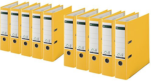 Leitz 1010-50 Qualitäts-Ordner Plastik-Cover (A4 breit | 10er Pack, gelb)
