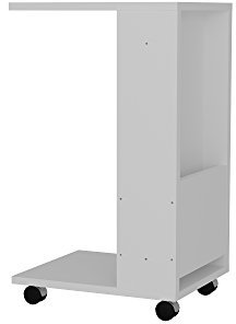 moebel172886 Afitap Couchtisch Beistelltisch Wohnzimmertisch Sofatisch Kaffeetisch, Möbelstück für Wohnzimmer, Holz, mit Rollen, Designertisch, 29,5 x 42 x 73,2 cm, Weiß