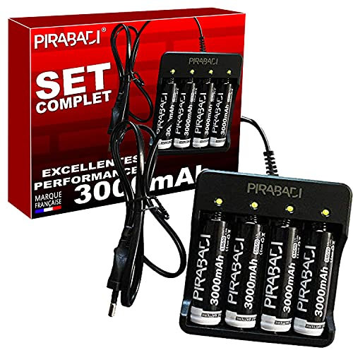 CHARGEUR LAMPE MOD ACCU LED + 4 PILE BATTERIE 3.7V 3000mAh RECHARGEABLE | MARQUE FRANCAISE | ACCU AKKU BATTERY BATTERIE | AVEC TETE NON PLATE | POUR JOUET LAMPE TORCHE LAMPE FRONTALE ETC...