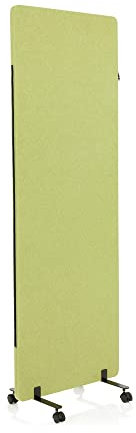 hjh OFFICE Mobile Akustik Trennwand einzeln 177 x 60 cm FLEXMIUT Stoff Grün Raumteiler Mittelpanel mit Rollen & Gleiter 891005