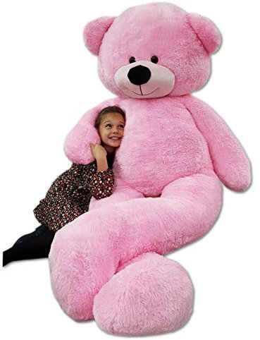 Odolplusz Riesen Teddybär XXL, 220 cm, Plüsch Kuscheltier mit Silikonisierten Faserbällchen (Rosa)