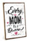 TypeStoff Holzschild mit Spruch – mom Queen – im Vintage-Look mit Zitat als Geschenk und Dekoration zum Thema Mama und Königin - HS-01161