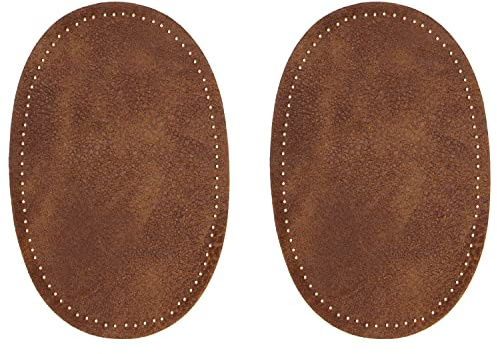 ZUPAYIPA 2Pcs Sew-On Fabric Oval Elbow Knee Patches Sweater Trousers Repair Patches Craft Supply Sewing Appliques (Pu Leather,Coffee)
