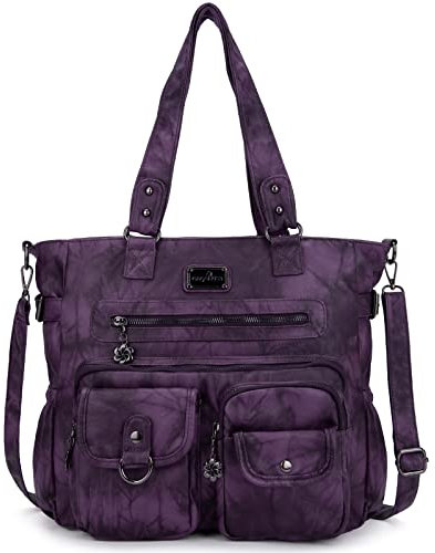 Angelkiss Handtaschen für Damen, weiches Leder, Geldbörsen und Handtaschen, Hobo-Schultertaschen, Crossbody-Taschen für Frauen, mittlere Größe, Ch-xs160500#7028#5#d.lila-us