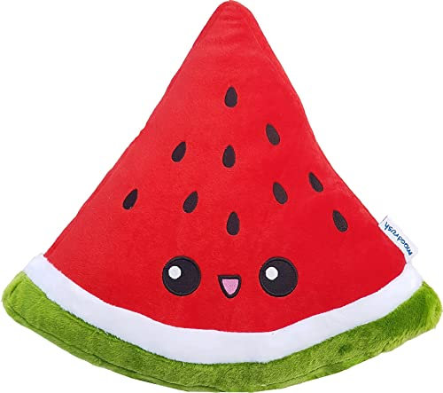moodrush® 🍉 Wassermelone Kissen/Melone Plüsch | Stofftier Plüschtier Kuscheltier Watermelon Honig-Melone Snack | alle Elemente aufgestickt | waschbar | ca. 38x36 cm