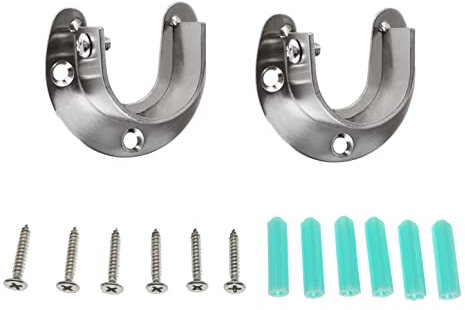 JZK 2 x Edelstahl Kleiderstange Halterungen für 25 mm Stange, Flansch Duschvorhangstange Halter mit Schrauben, Gardinenstange Wandhalterungen, Kleiderstange Endstützen
