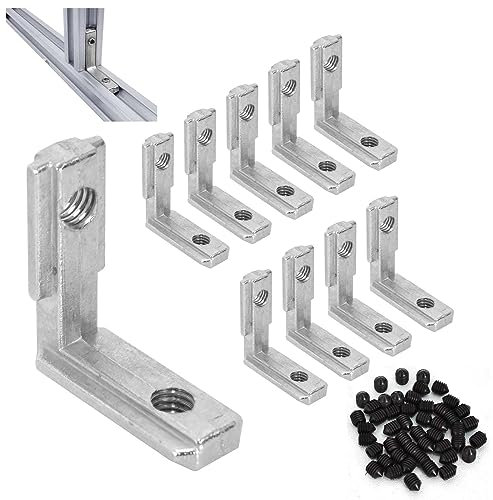 10PCS Profile Aluminium Corniere, Fente d'Angle Intérieure 6 EU-2020 Profilé en Aluminium Avec Vis, Corniere 90°Angle Interne Rainure en T Supports de Raccord d’angle Intérieur