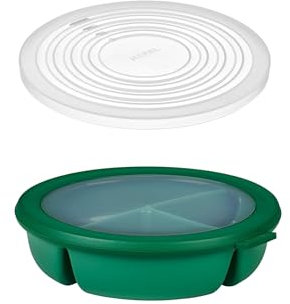 Mepal Bol Bento avec couvercle pour micro-ondes, bol multiple à 3 compartiments, rond Cirqula - Boîte de conservation hermétique - Boîtes de conservation et boîtes de conservation - Vert vif