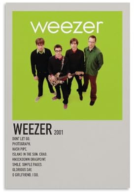ijshndgn Weezer Poster, Vintage-Kunst, Raumdekoration, ästhetisch für Schlafzimmer, Wohnzimmer, Wände, ästhetisches Poster, 30 x 45 cm, ungerahmter Stil