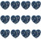 12PCS Blue Disco Heart Iron on Patches for Backpacks, Music Party Patch, Heart Embroidered Sew on Patch Applique Embellishments for Jeans, Hat, T-Shirts, Jackets (Blue)