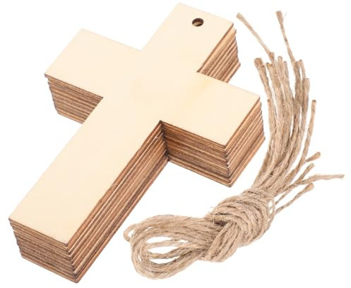 STOBOK 20 Stück Holzkreuz Holzausschnitte Zum Basteln Mini-kreuze Leere Holzausschnitte Holzhandwerk Selber Machen Holzschild Sonntags Schulkreuz Holzrahmen Zum Basteln Hölzern Beige