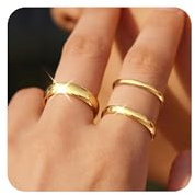 SIXDUTON 3 Stück Ring Damen Verlobungsring Statement Ring Stapelbare Ehering Daumenring Fingerring Set Schmuck Geschenk für Frauen 2mm 4mm 6mm (Gold, 62(19.7))