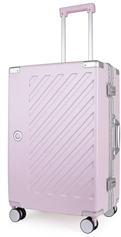 JLY Hartschalen-Reisekoffer aus Covestro Polycarbonat – ohne Reißverschluss, TSA-Schloss, 4 Doppelrollen, Aluminiumrahmen – leicht & stabil Check-in Koffer Lavendel Violett